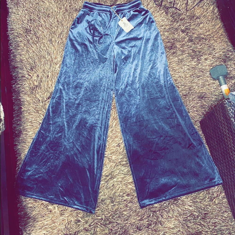 Velvet blue bell bottom